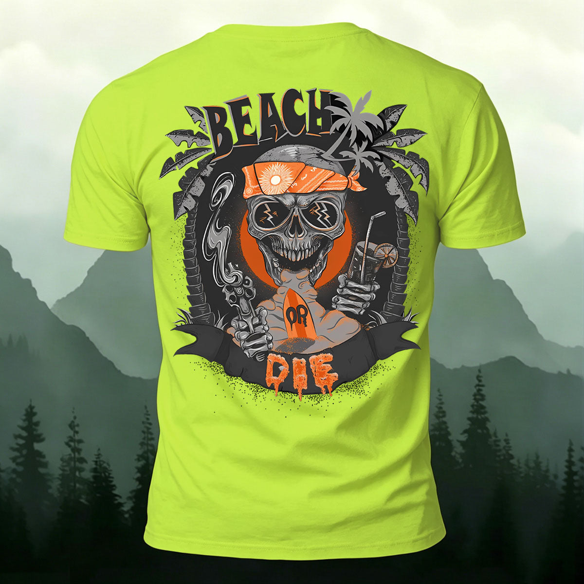 Skull Beach Vacation Fashion 100% Cotton T-Shirt