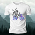 Octopus Cycling Fun Print Cotton Casual T-Shirt White