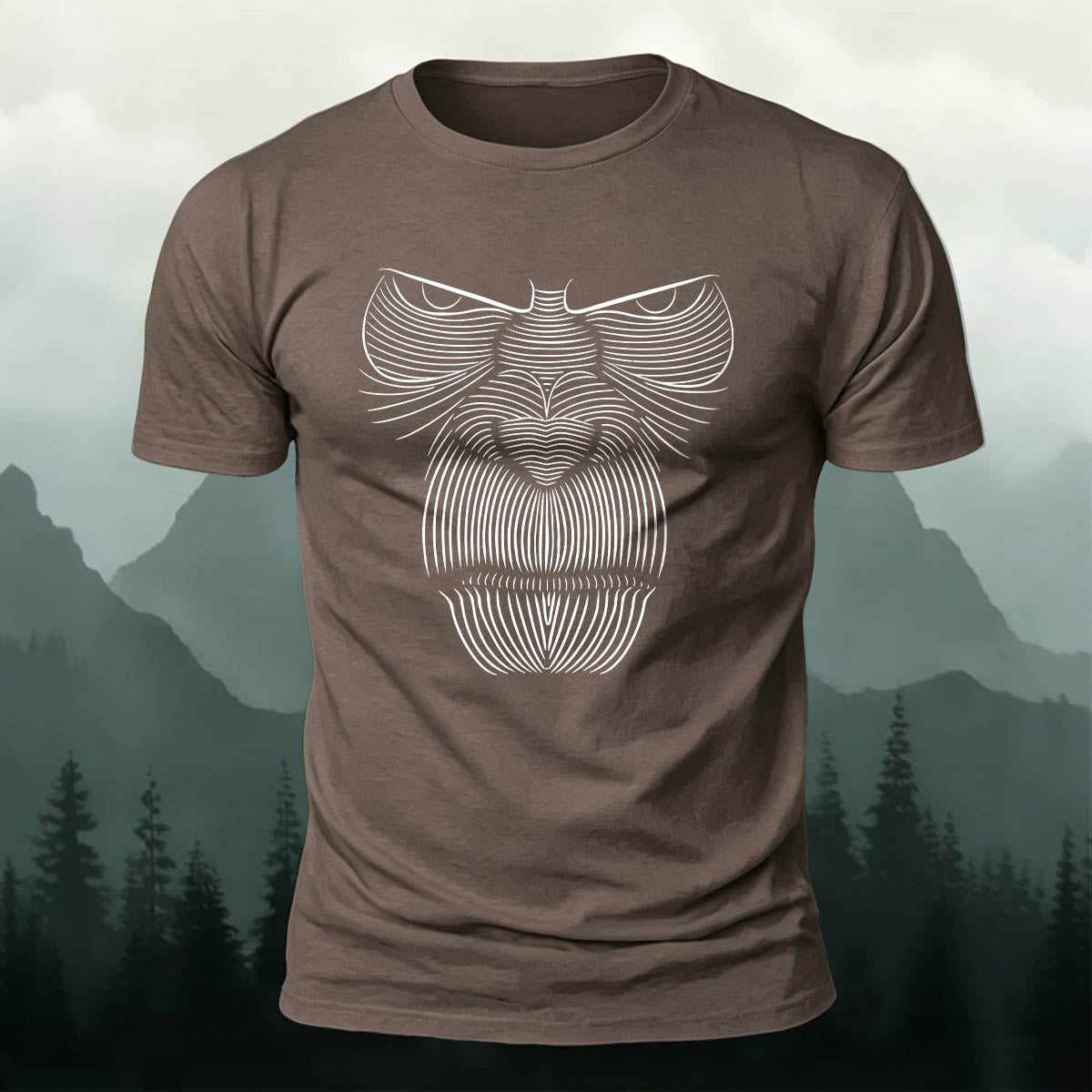 Striped Gorilla Face Printed 100% Cotton Crew Neck T-Shirt