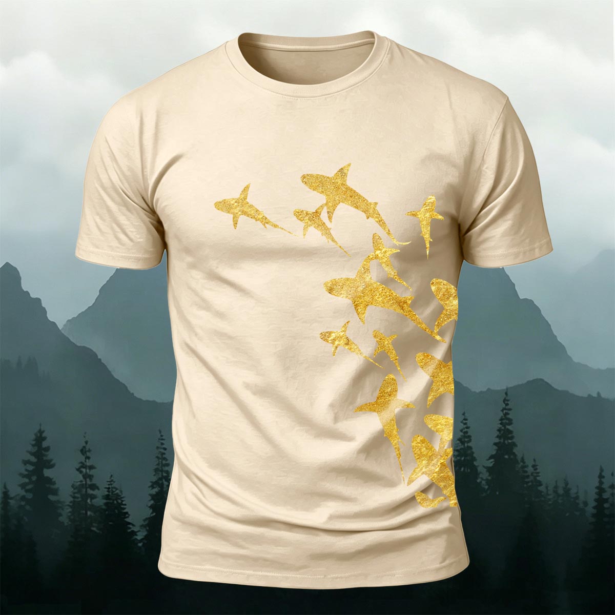 Fish Print Trendy Premium Cotton Casual T-Shirt
