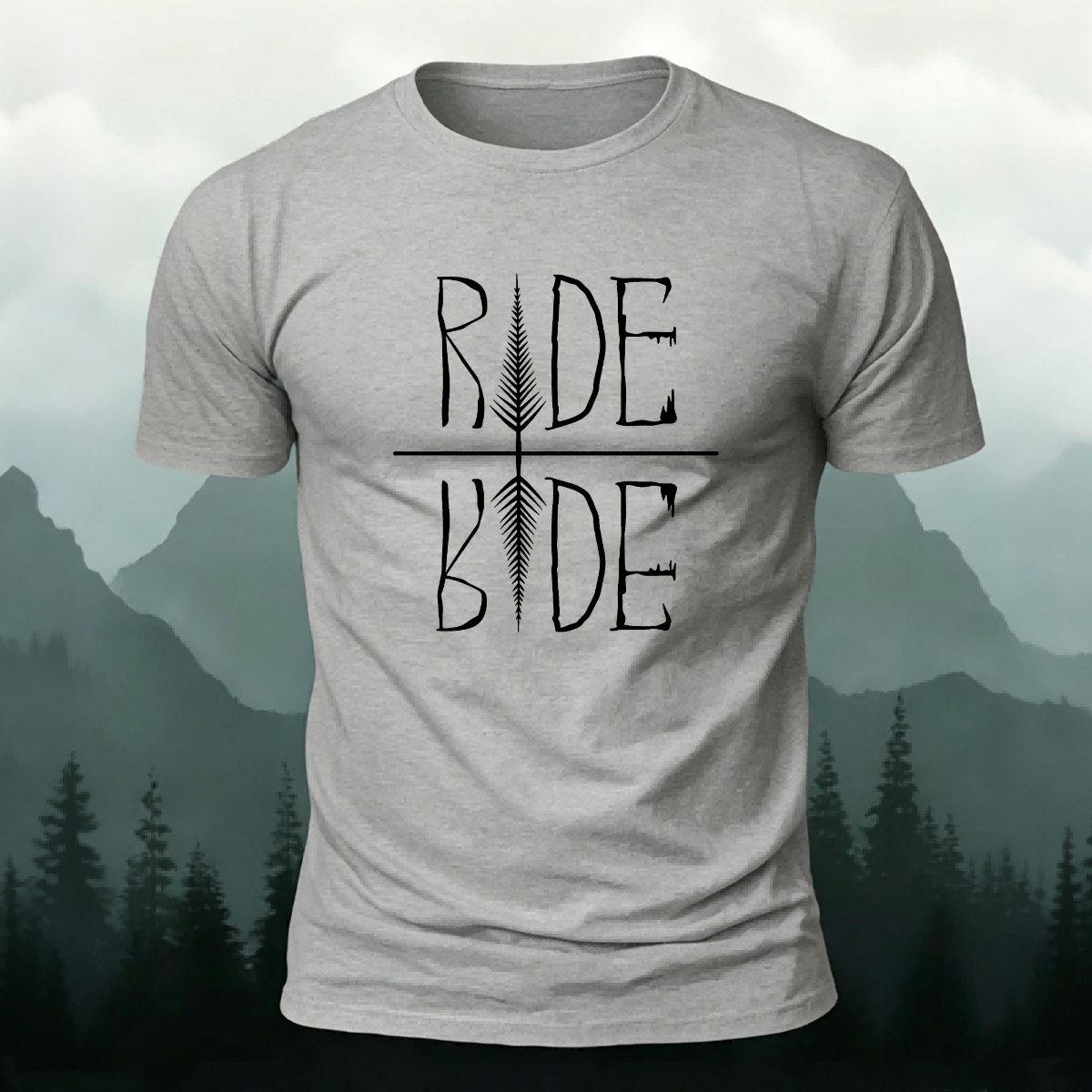 Minimalist Ride Letter Casual Soft-touch Feel T-Shirt Grey