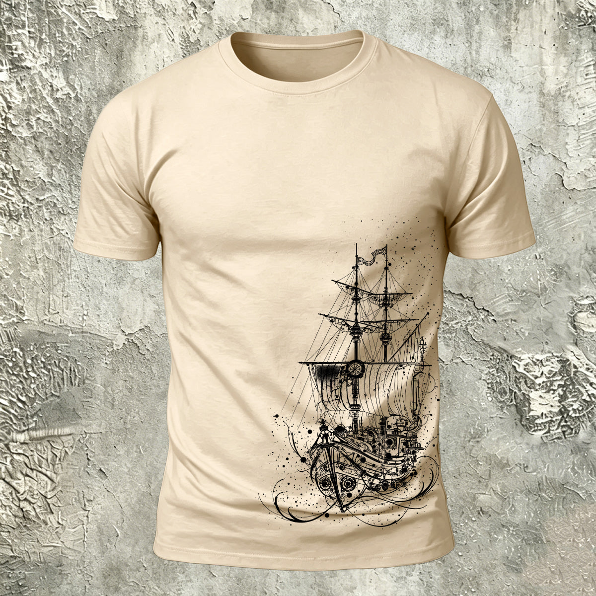 Sailboat Pattern Outdoor Premium Cotton T-Shirt