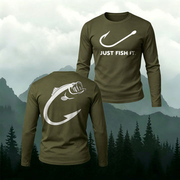 Just Fish It Casual Cotton Long-Sleeve T-Shirt