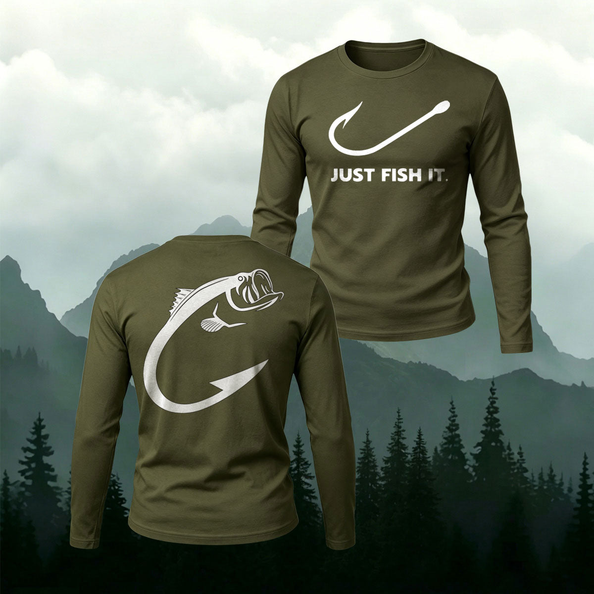Just Fish It Casual Cotton Long-Sleeve T-Shirt