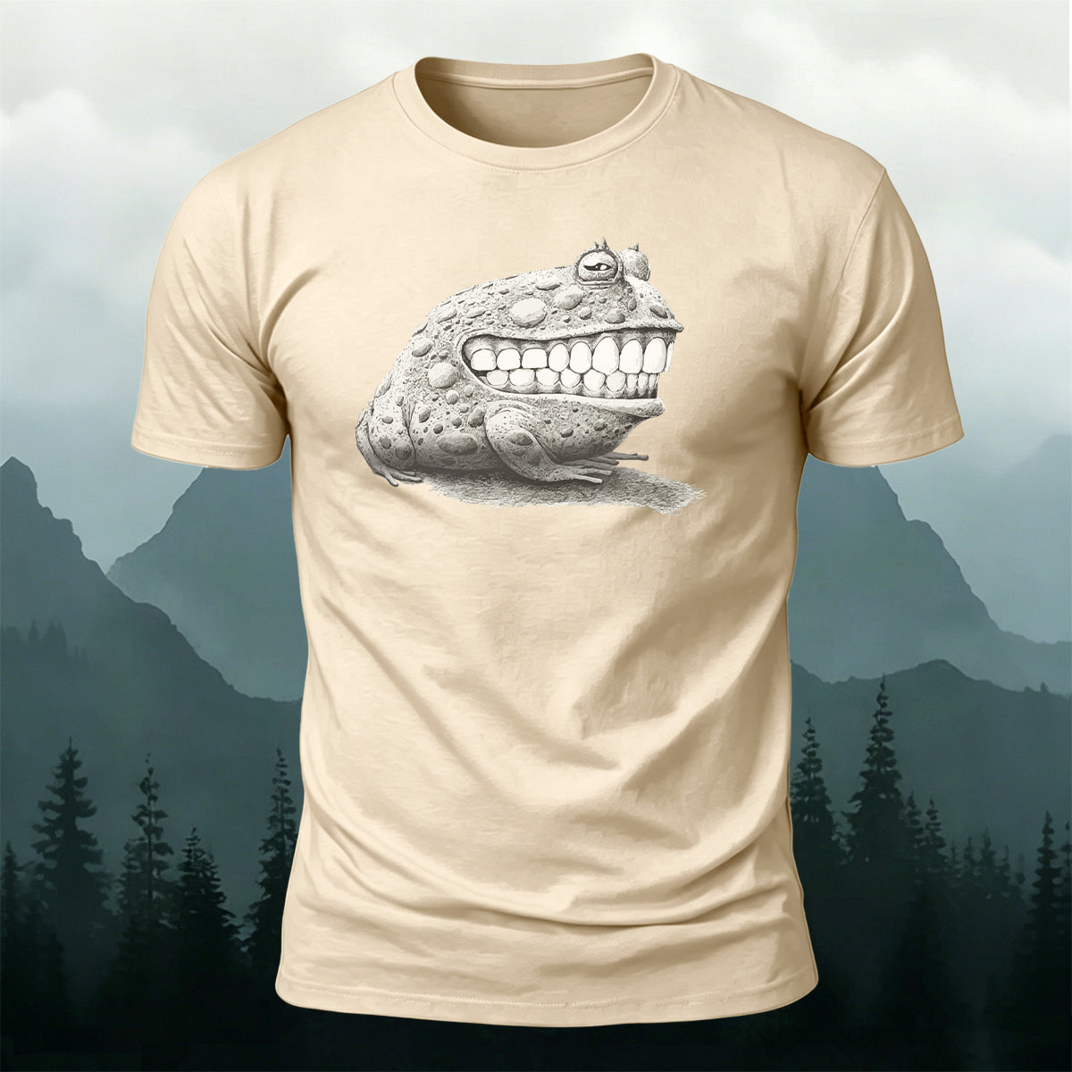 Fun Frog DesignCasual 100% Cotton T-Shirt Beige