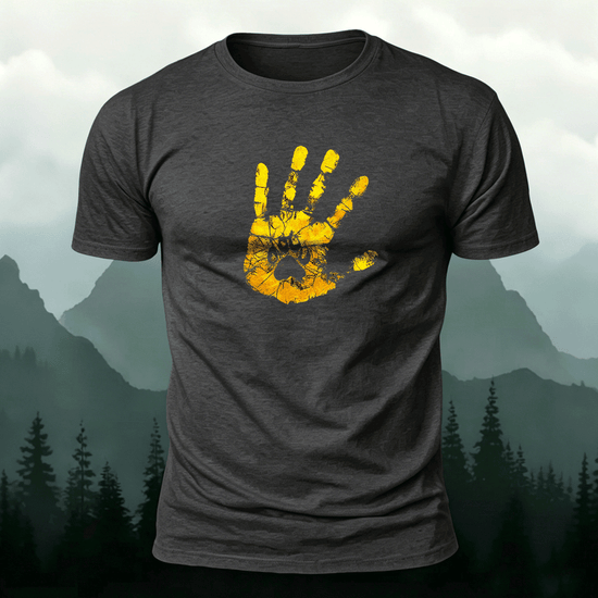 Palm Print Pattern Trend Skin-friendly T-Shirt Dark Grey