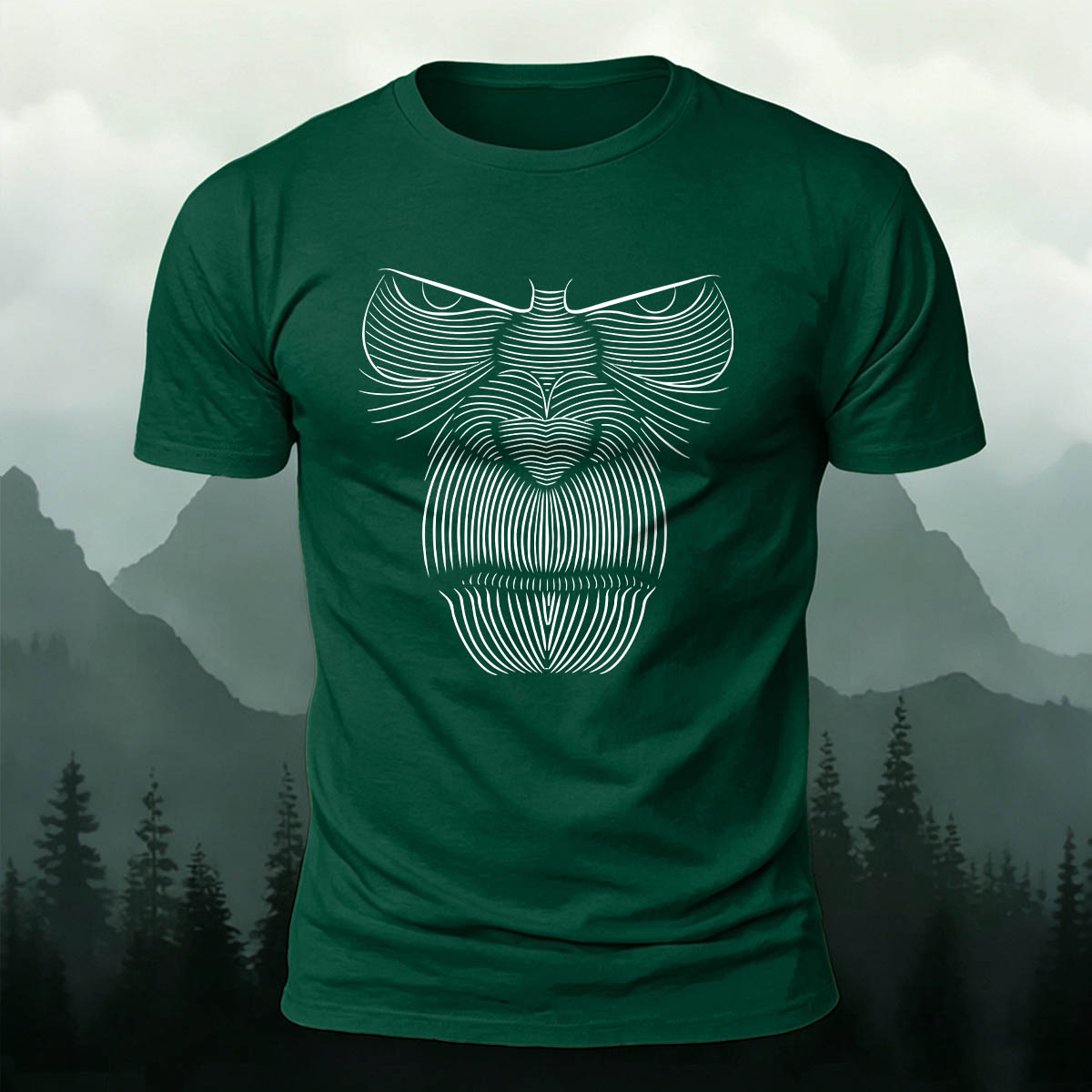 Striped Gorilla Face Printed 100% Cotton Crew Neck T-Shirt