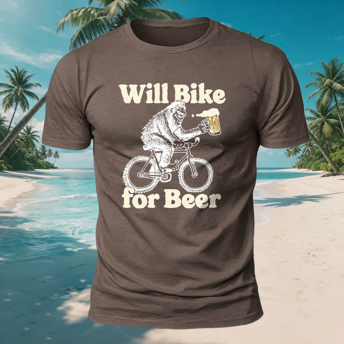 Fun Gorilla Beer Print Casual Skin-Friendly T-Shirt