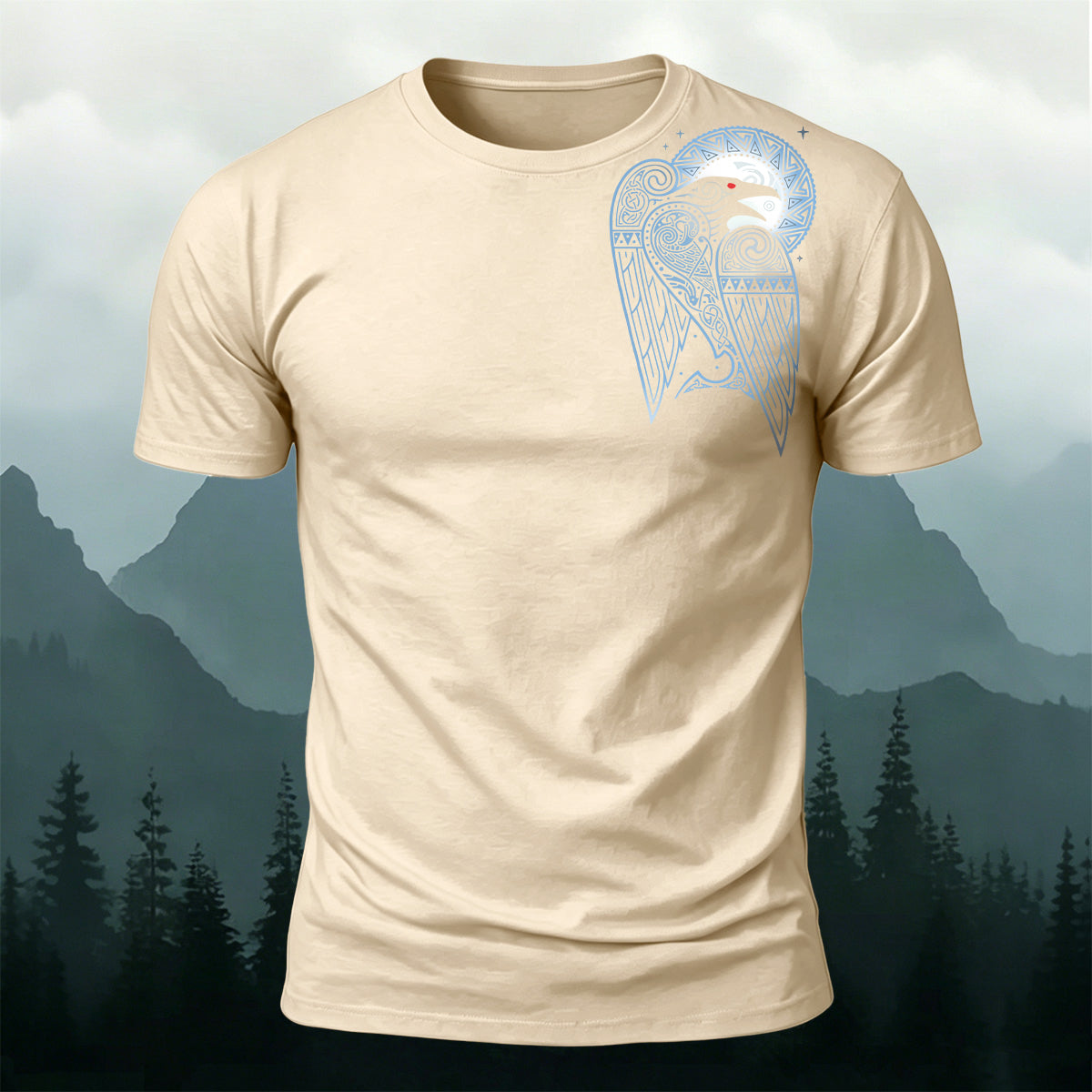 Raven Totem Print Soft-Touch Cotton T-Shirt
