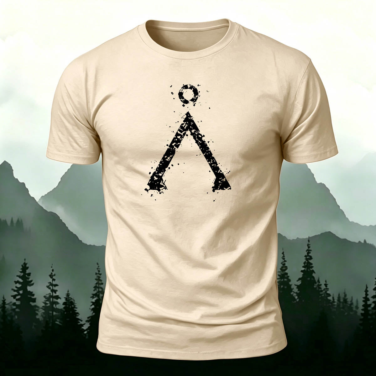 Triangle-Patterned Printed Casual Cotton T-Shirt