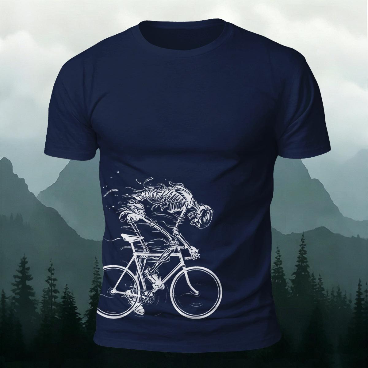 Cycling Skeleton Fun Graphic Casual 100% Cotton Tee
