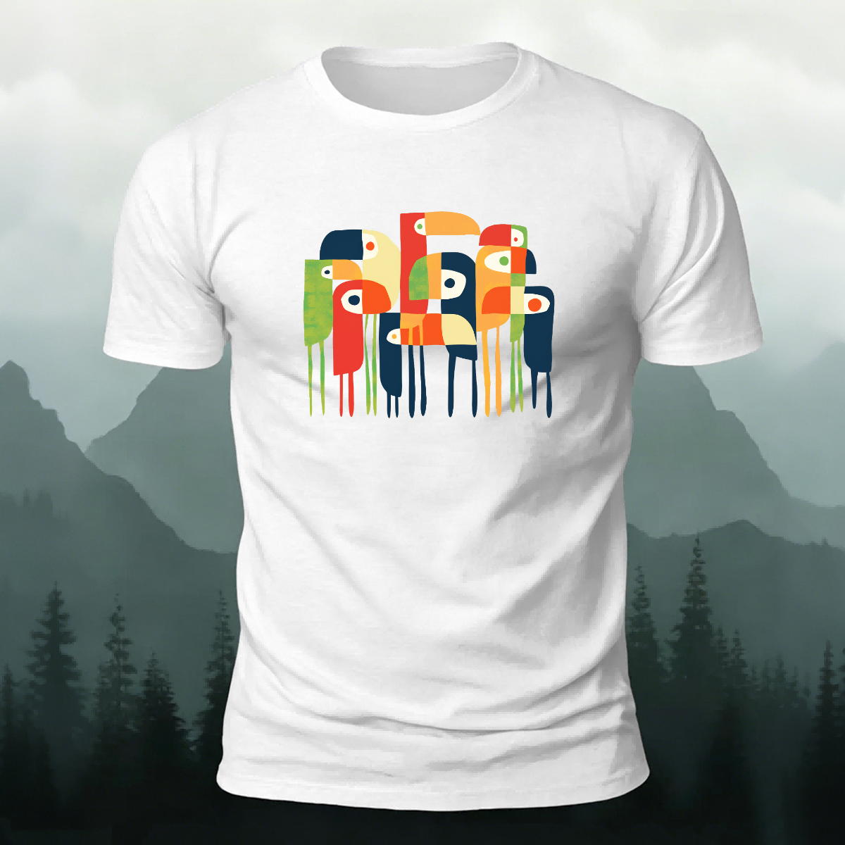 Abstract Bird Artistic Casual Premium Cotton T-Shirt