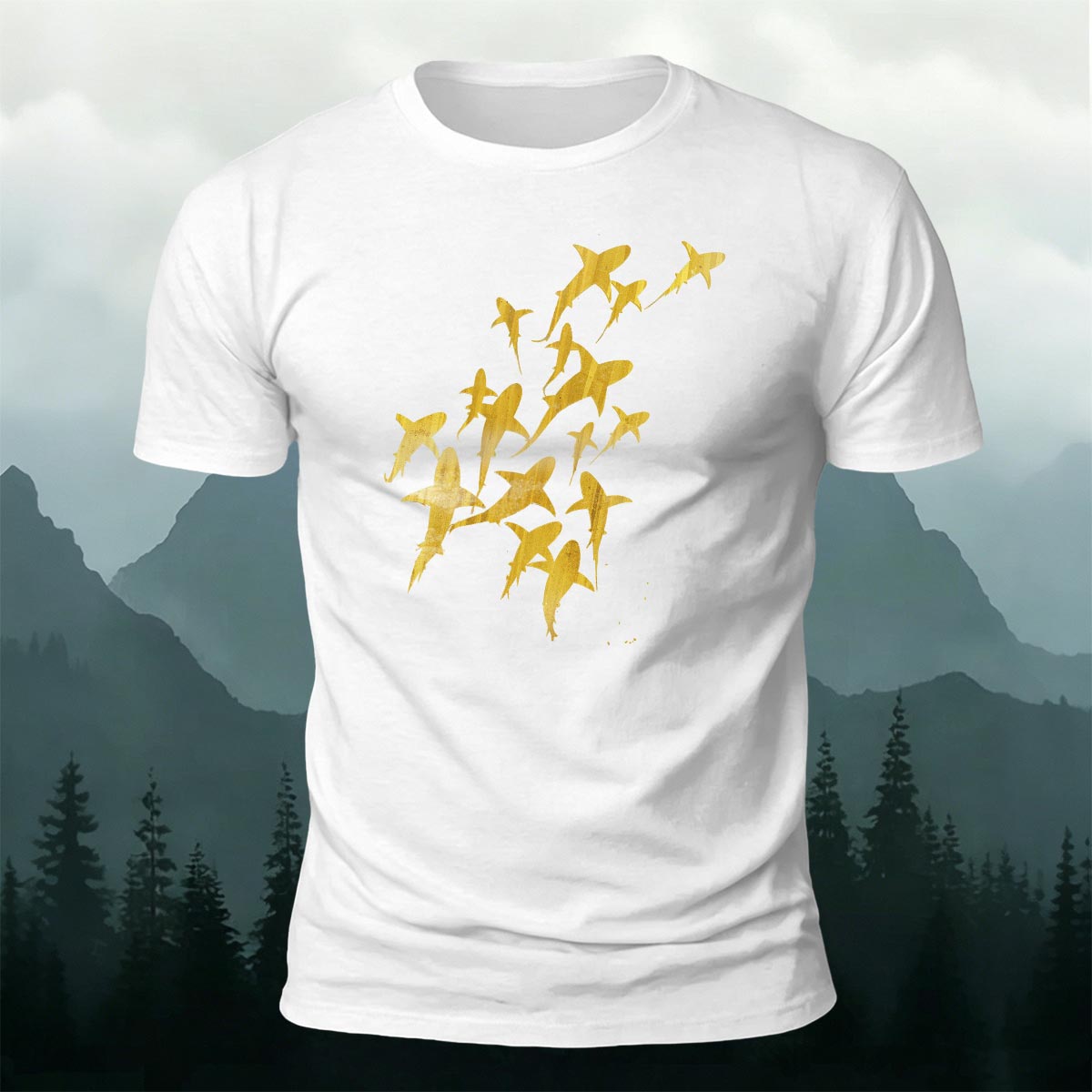 Fun Flying Fish Pattern Fashion Skin-friendly T-shirt
