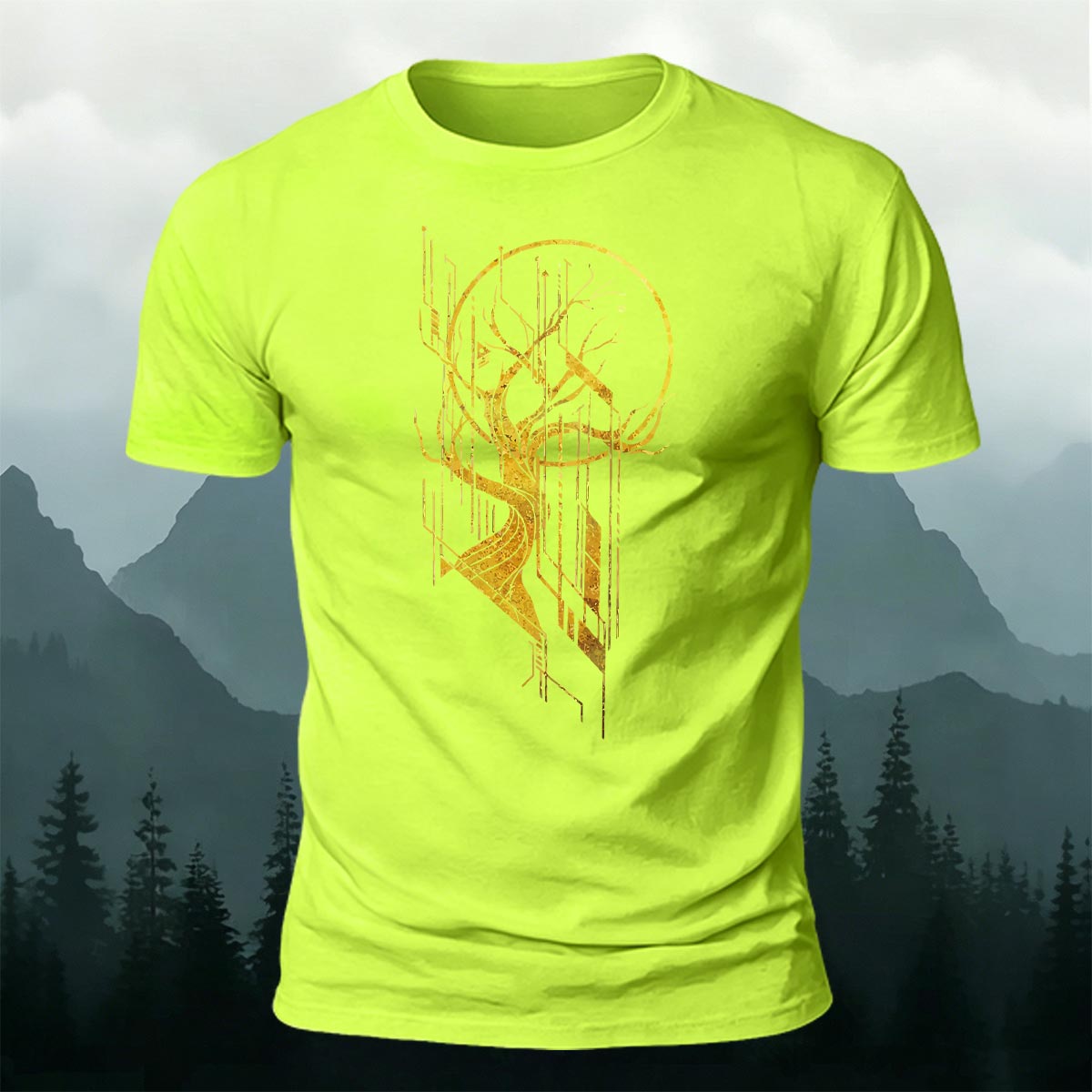 Tech Tree Artistic Pattern Soft Breathable T-Shirt