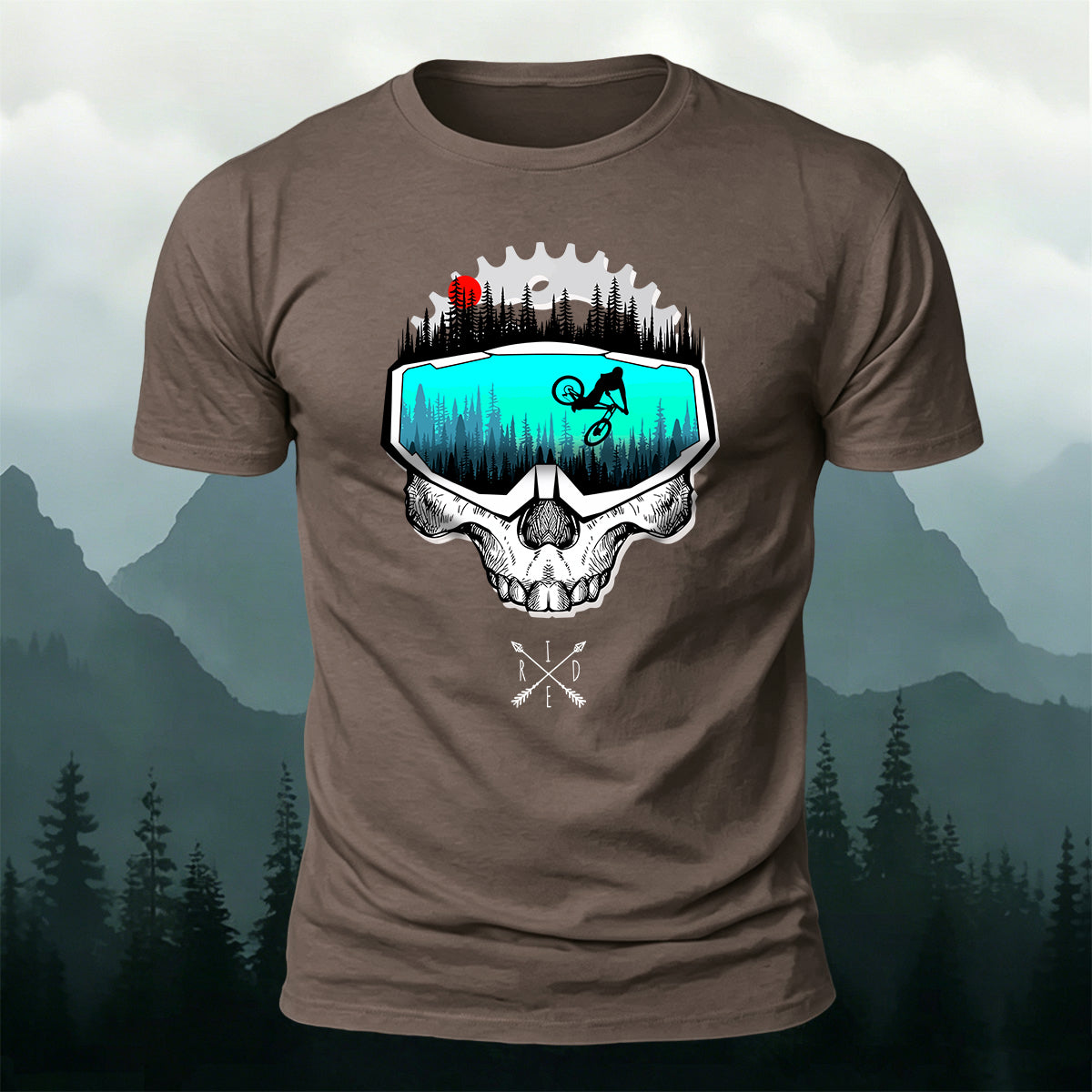 Fun Cycling Skull Casual Premium Cotton T-Shirt