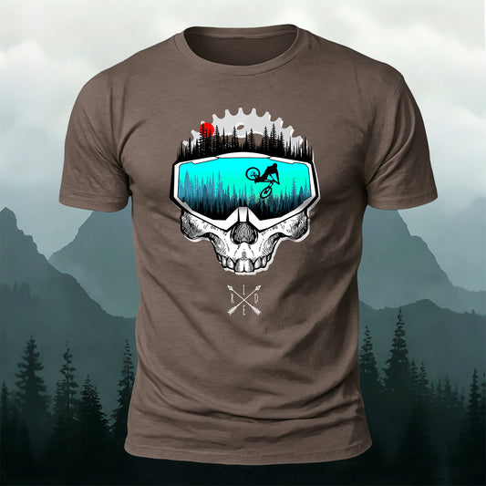 Fun Cycling Skull Casual Premium Cotton T-Shirt