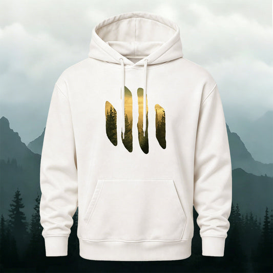 Cotton-Blend Serene Forest Print Casual Hoodie