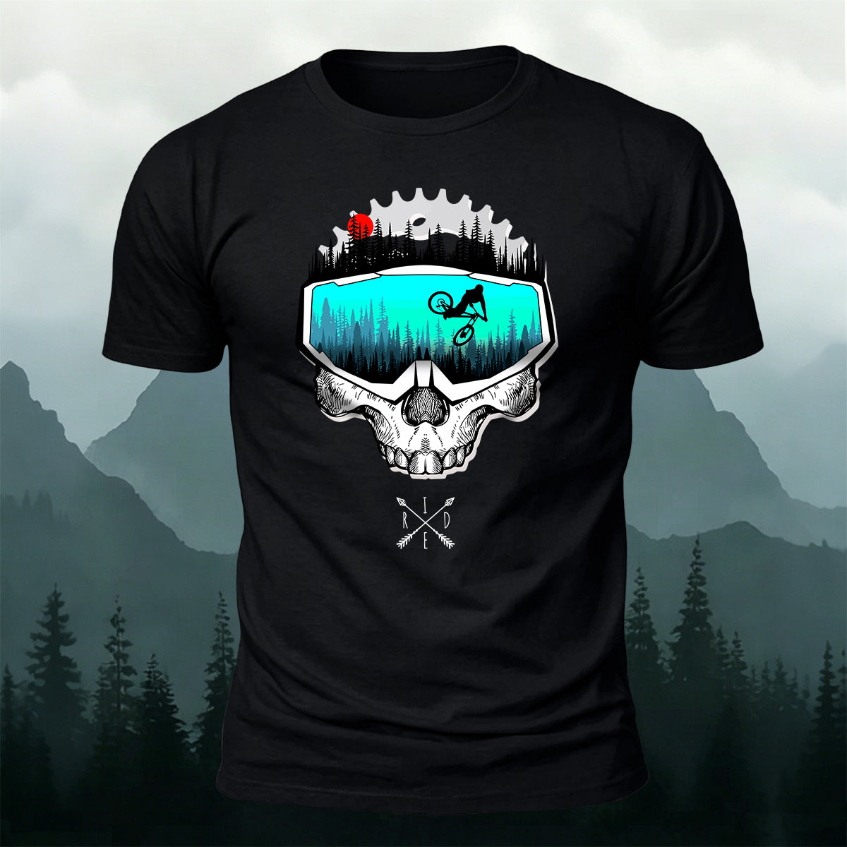 Fun Cycling Skull Casual Premium Cotton T-Shirt