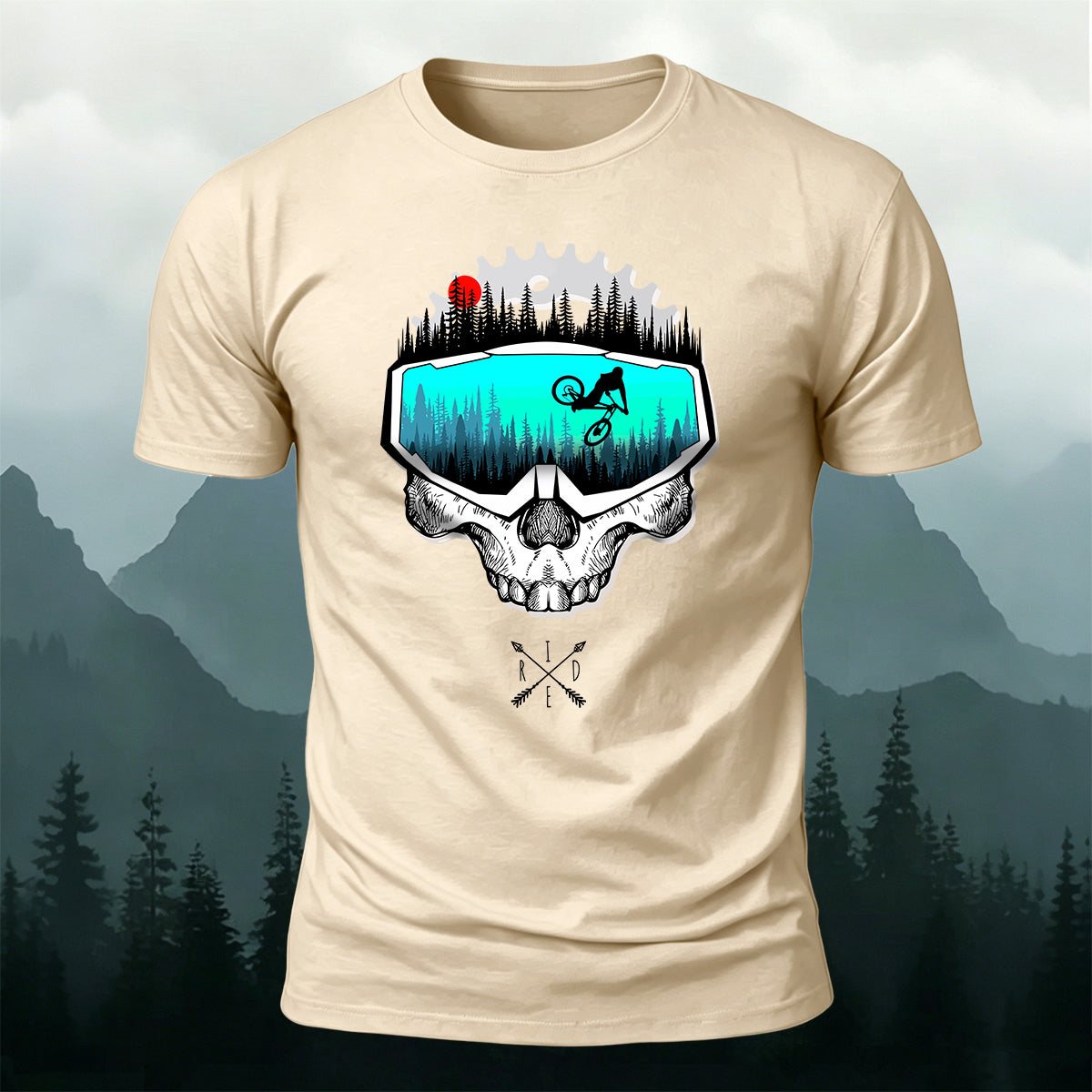 Fun Cycling Skull Casual Premium Cotton T-Shirt
