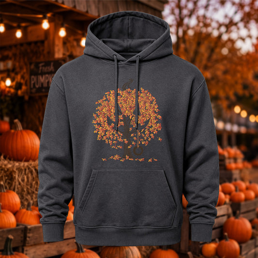 Autumn Leaves Pumpkin Tree Halloween Casual Hoodie