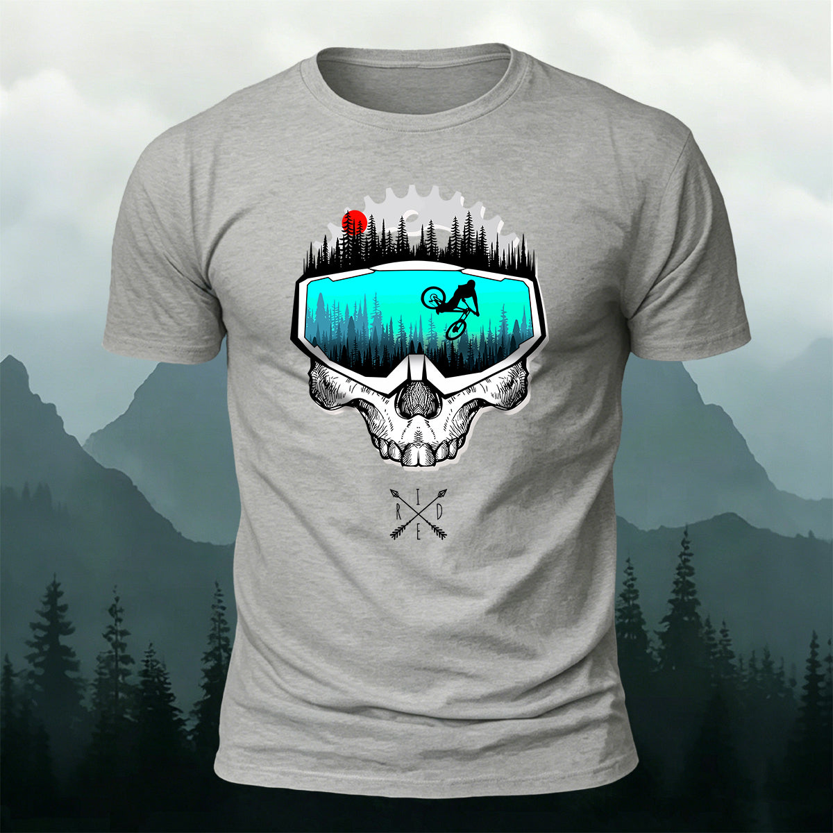 Fun Cycling Skull Casual Premium Cotton T-Shirt
