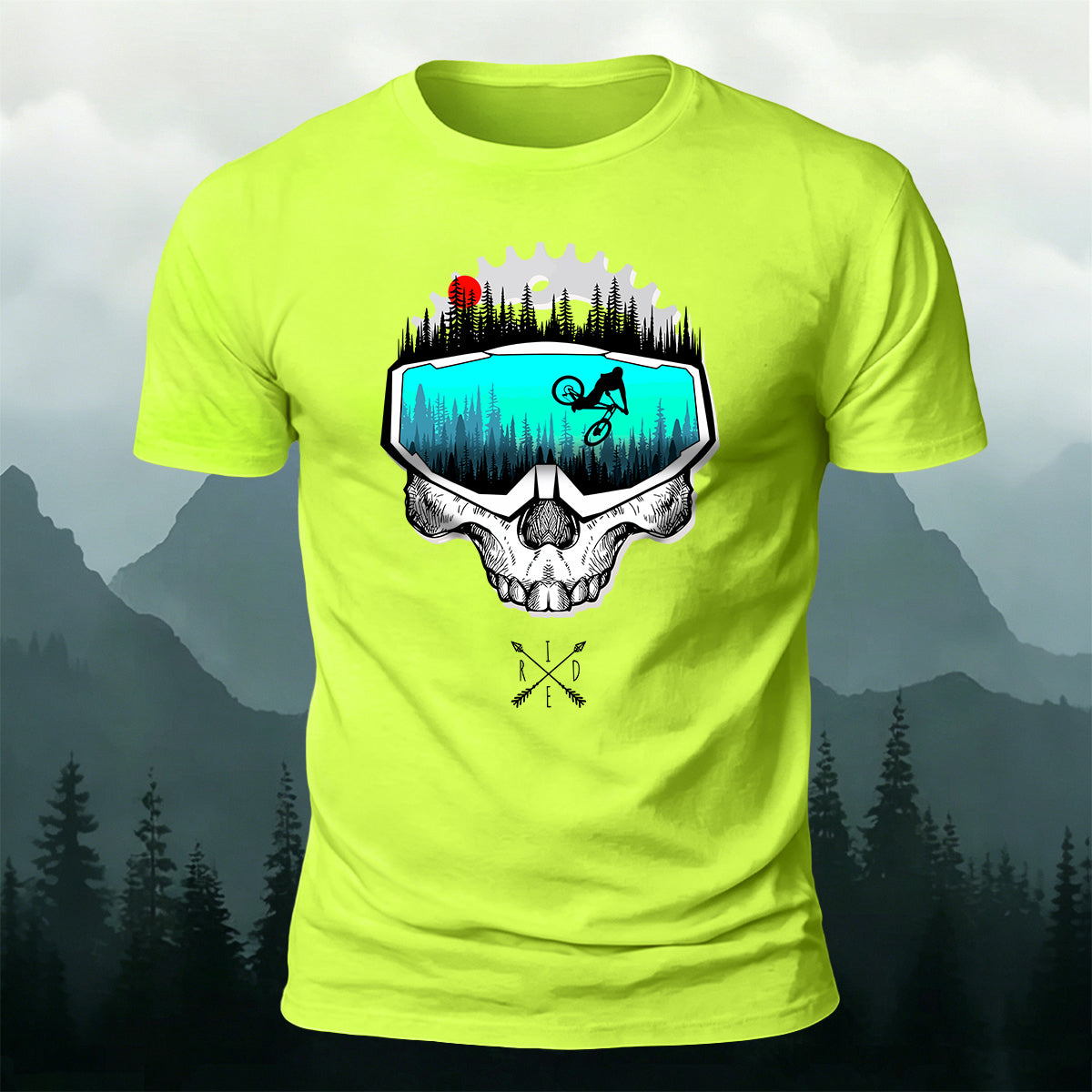 Fun Cycling Skull Casual Premium Cotton T-Shirt