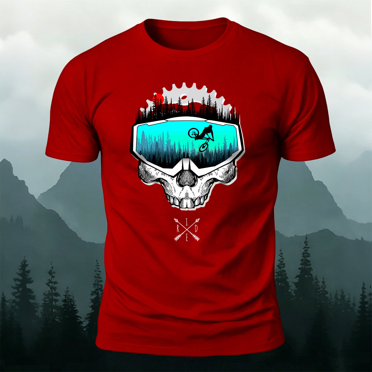 Fun Cycling Skull Casual Premium Cotton T-Shirt