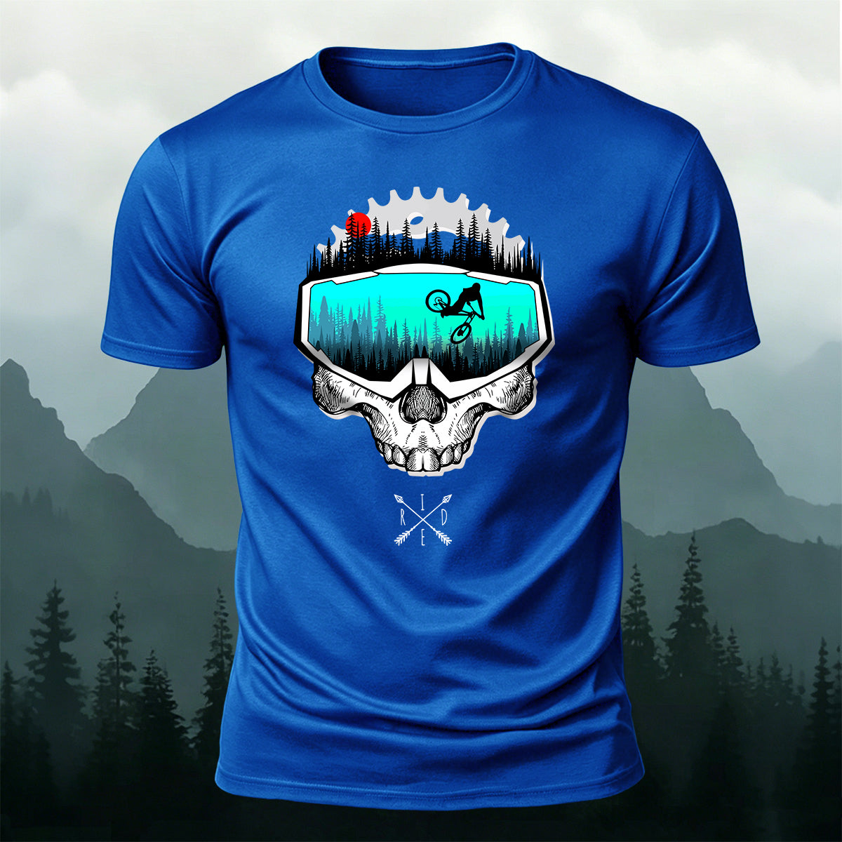 Fun Cycling Skull Casual Premium Cotton T-Shirt