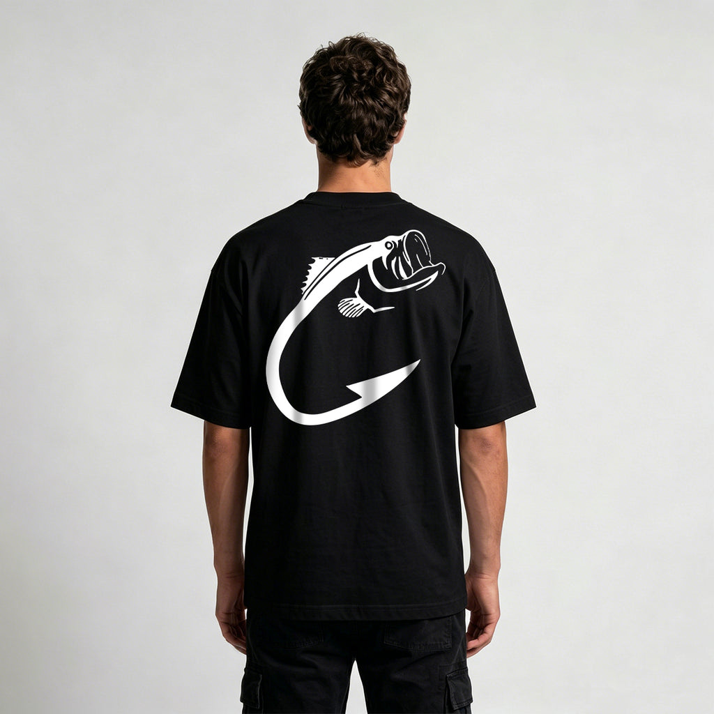Fish and Hook Pattern Outdoor Style Casual T-Shirt