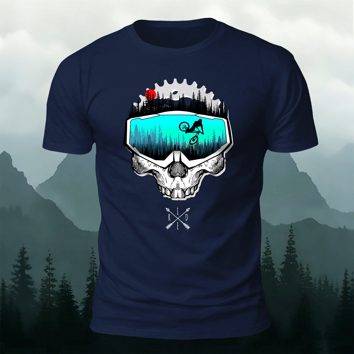 Fun Cycling Skull Casual Premium Cotton T-Shirt