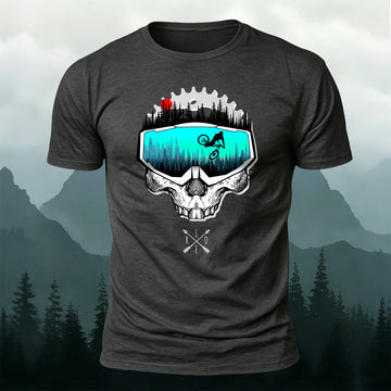 Fun Cycling Skull Casual Premium Cotton T-Shirt