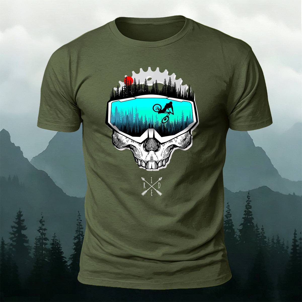 Fun Cycling Skull Casual Premium Cotton T-Shirt