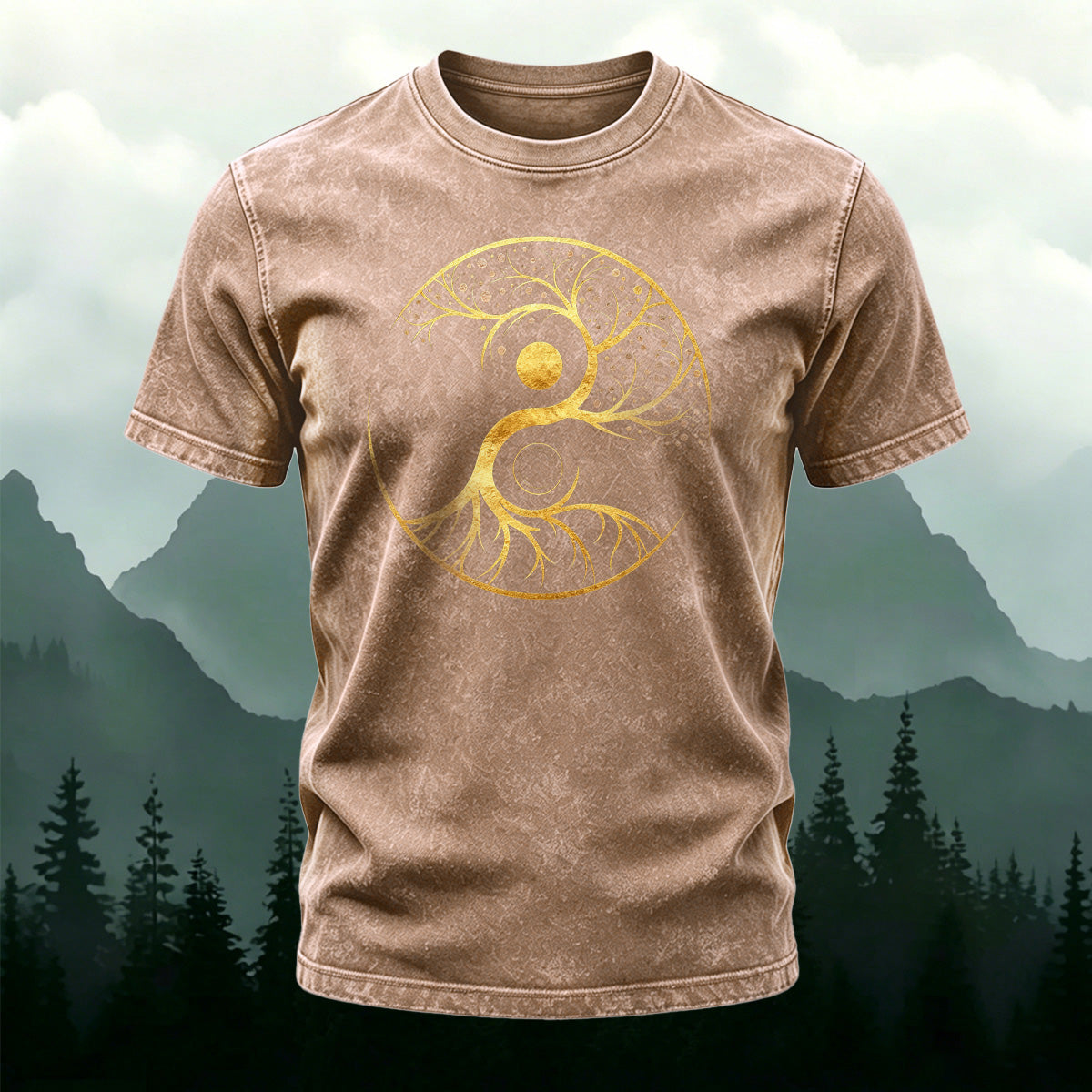 Tree Pattern Print Ultra-soft Fabric Casual T-Shirt
