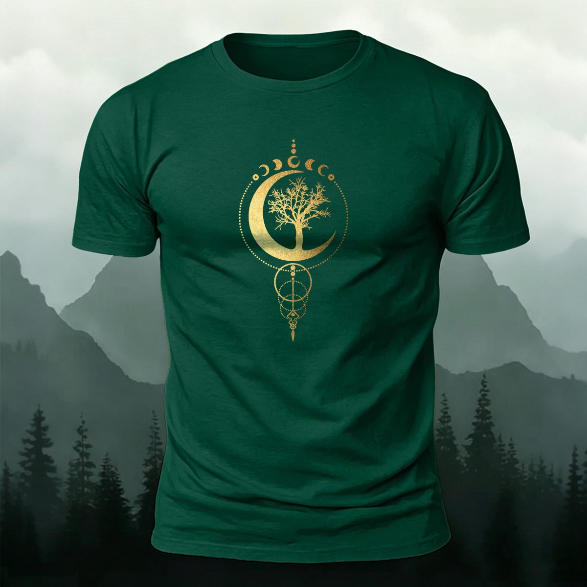 Forest Moon Art Print Casual Cotton T-Shirt