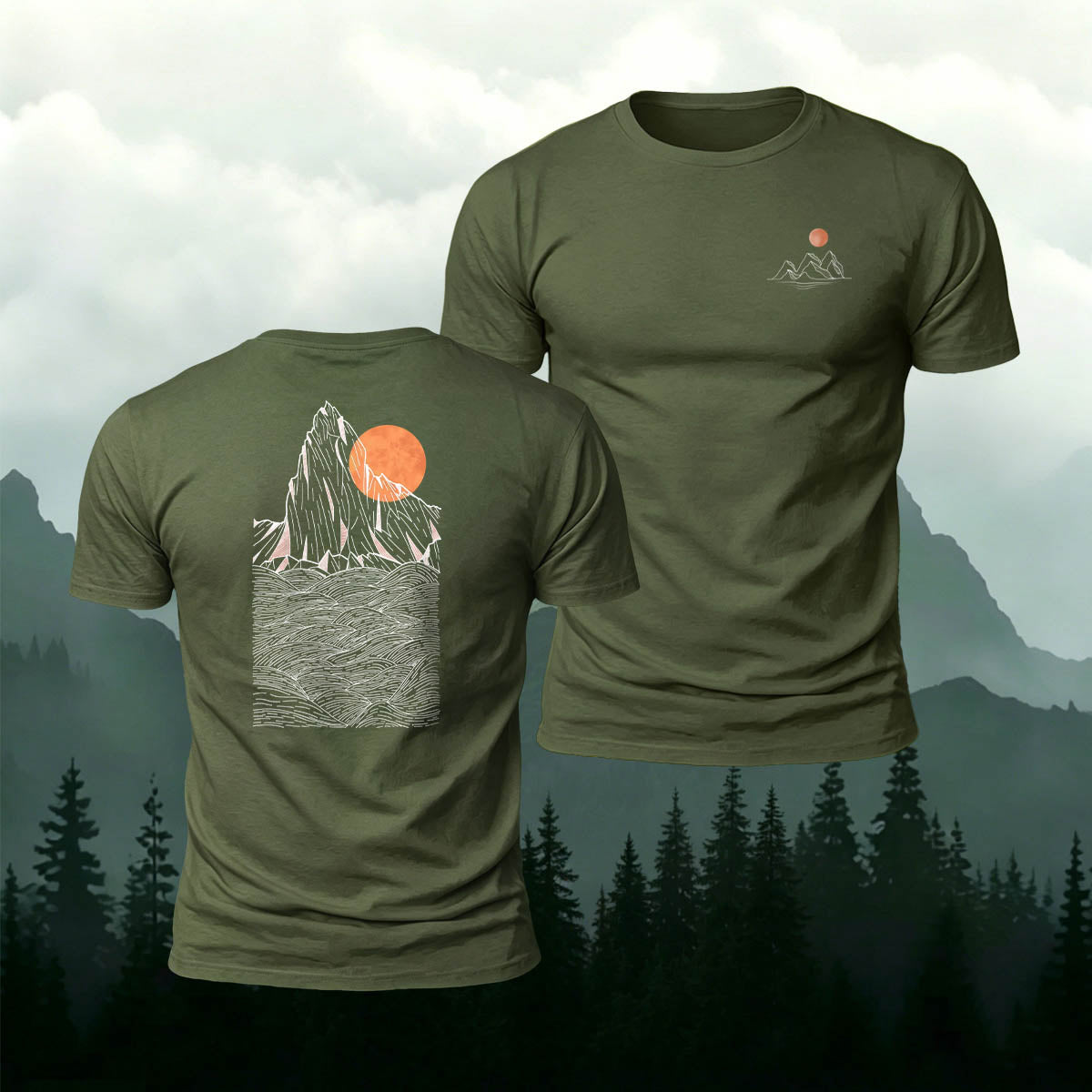 Mountain Sunset Outdoor Casual Breathable T-Shirt