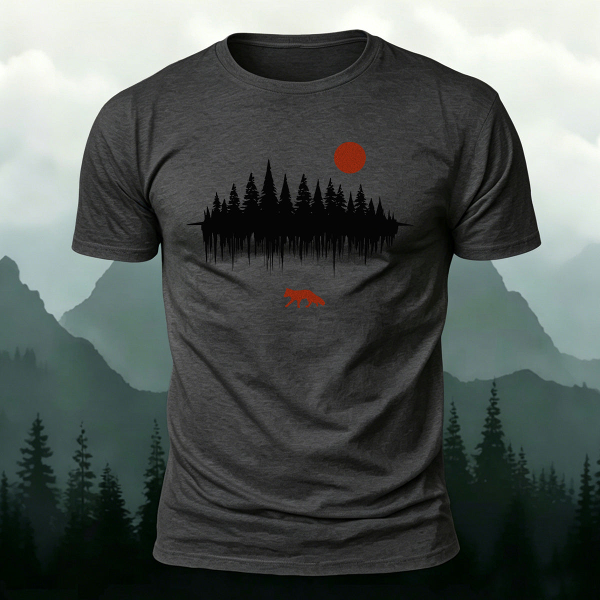 Forest Reflection Natural Leisure Premium Cotton T-Shirt Dark Grey