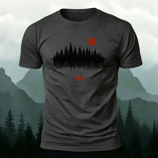 Forest Reflection Natural Leisure Premium Cotton T-Shirt Dark Grey