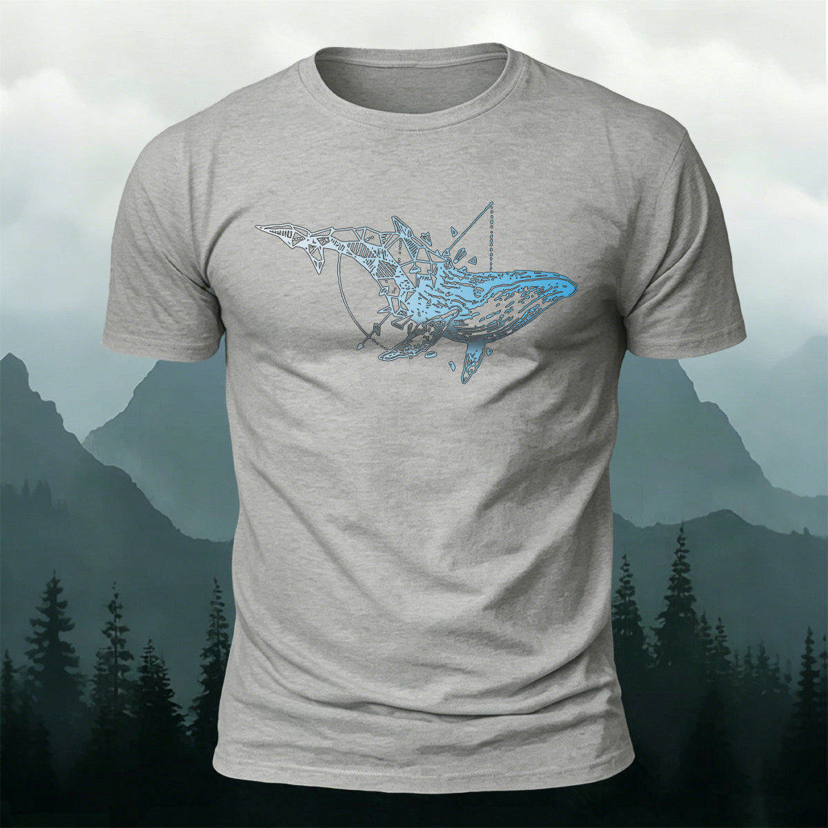 Whale-Print Design Casual 100% Cotton T-Shirt