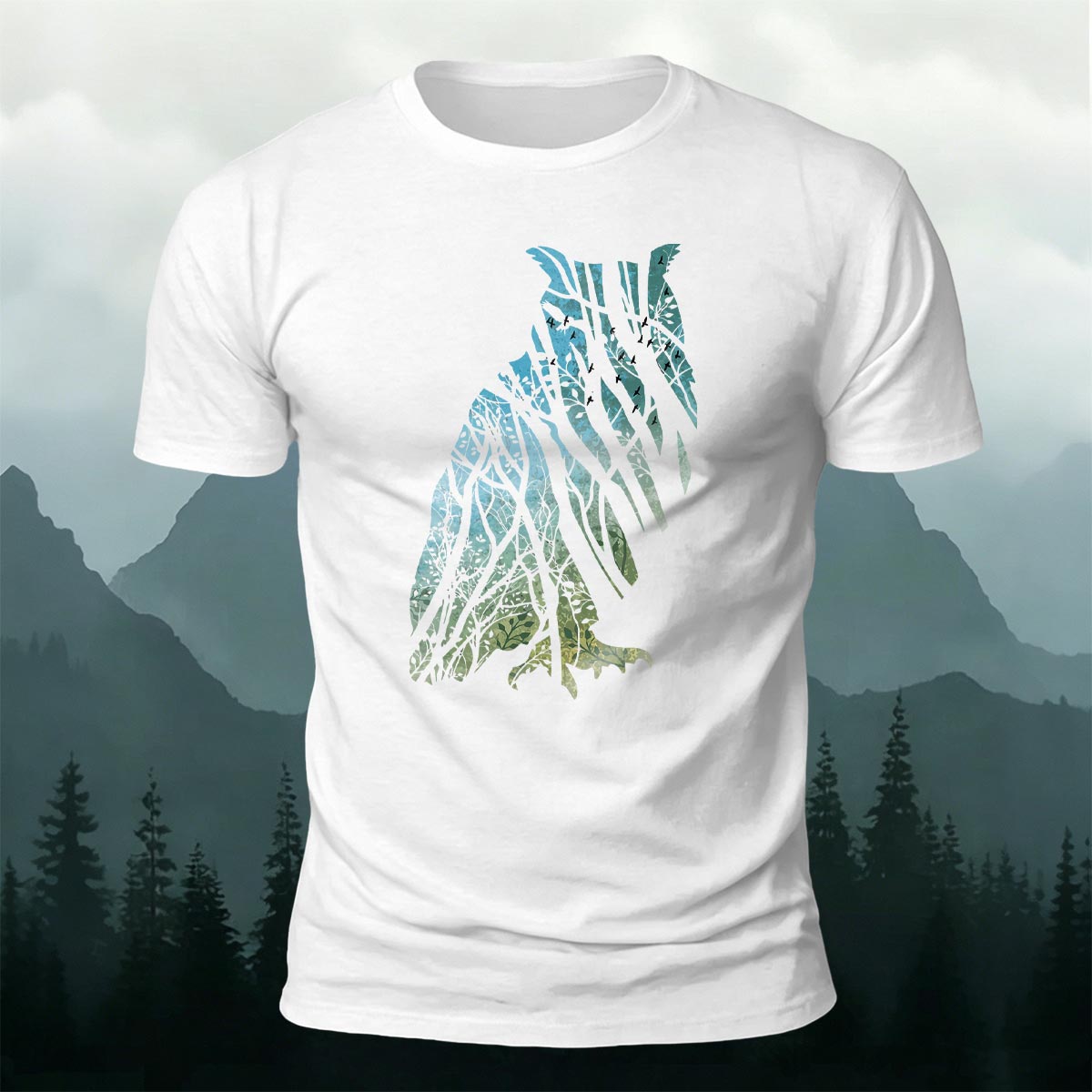 Tech Owl Art Print Casual Cotton T-Shirt White