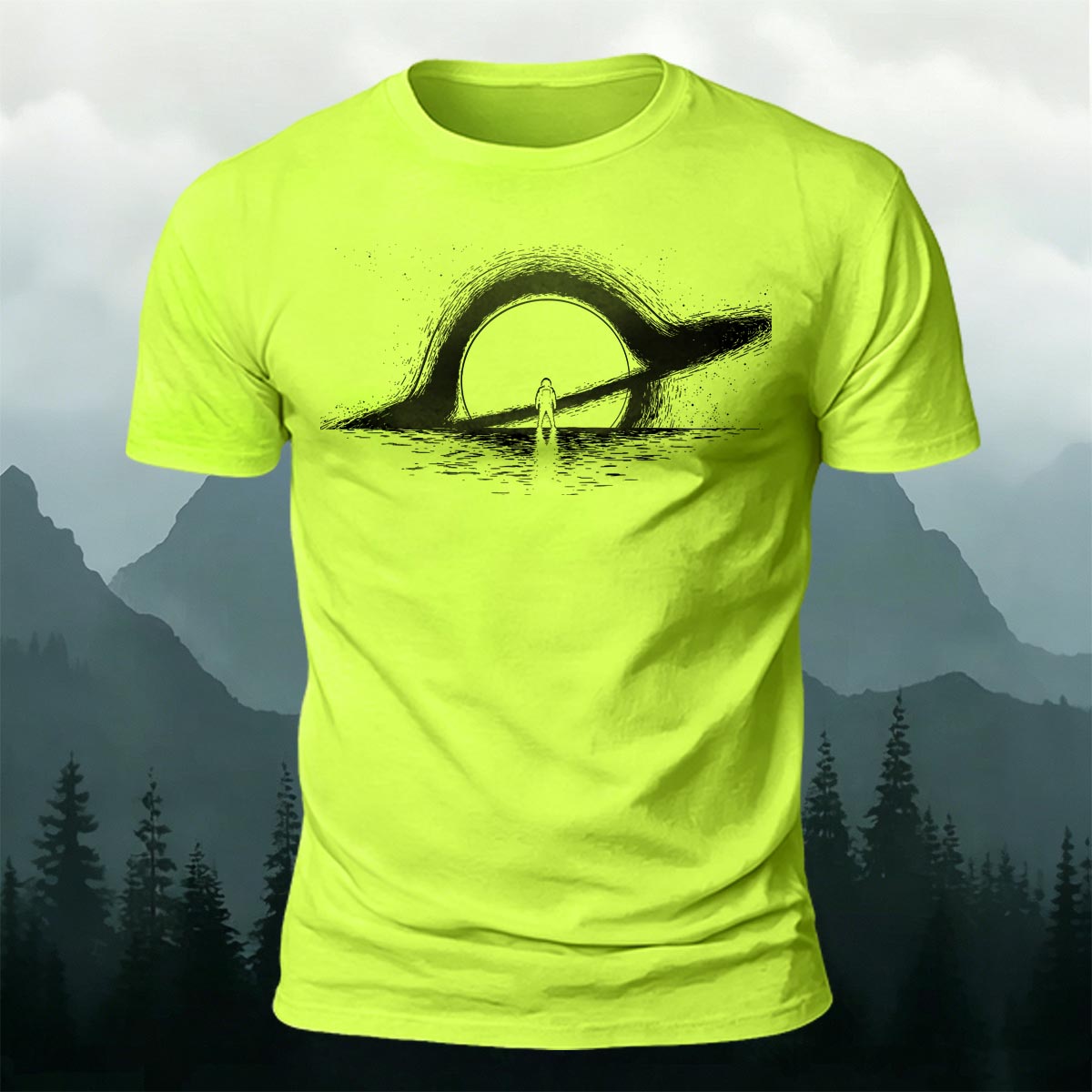 Dreamy Black Hole Printed Casual Cotton T-Shirt