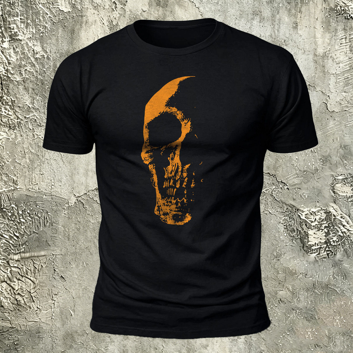 Skull Gradient Print Cotton Crew Neck T-Shirt