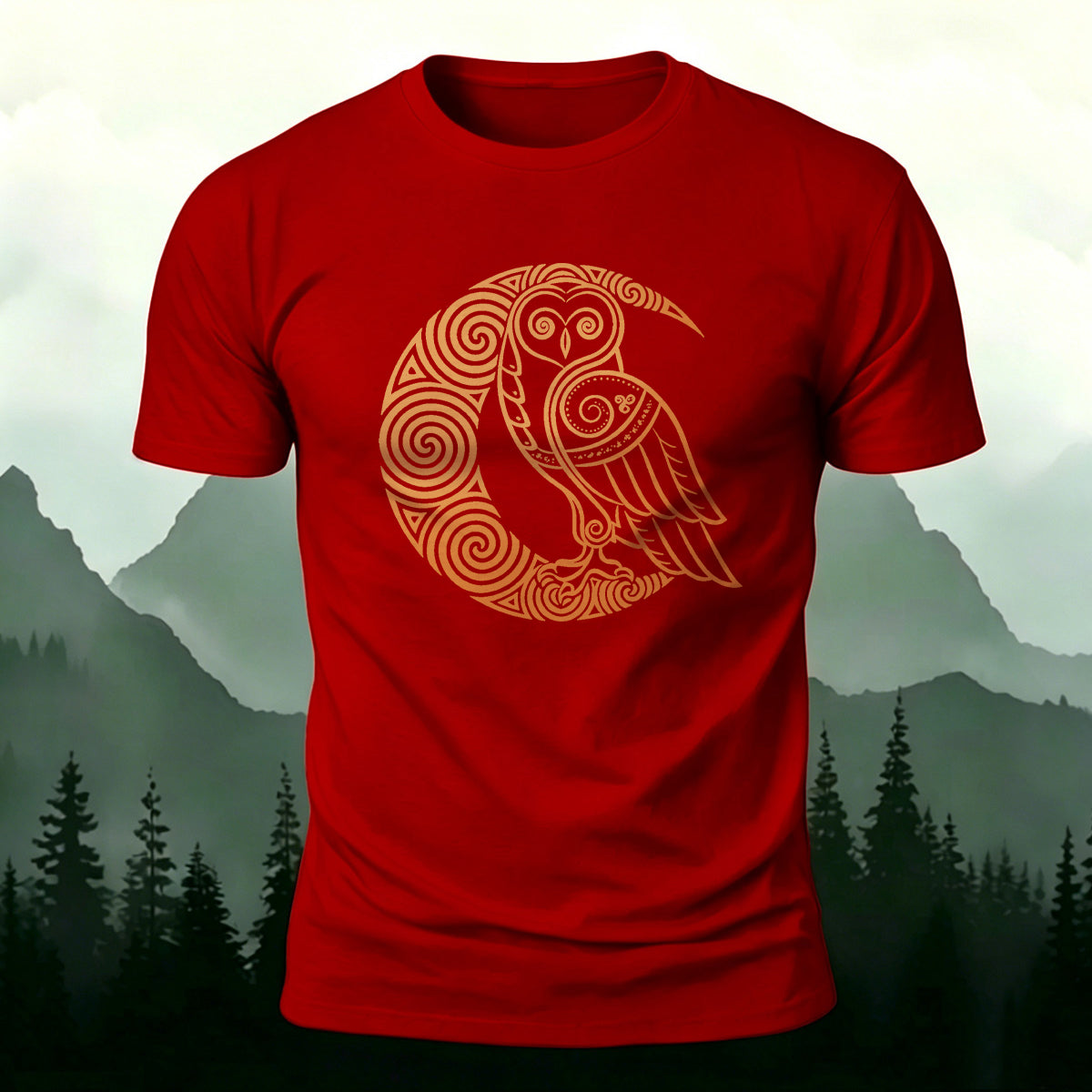 Cartoon Bird Pattern Breathable Material Casual T-shirt Red