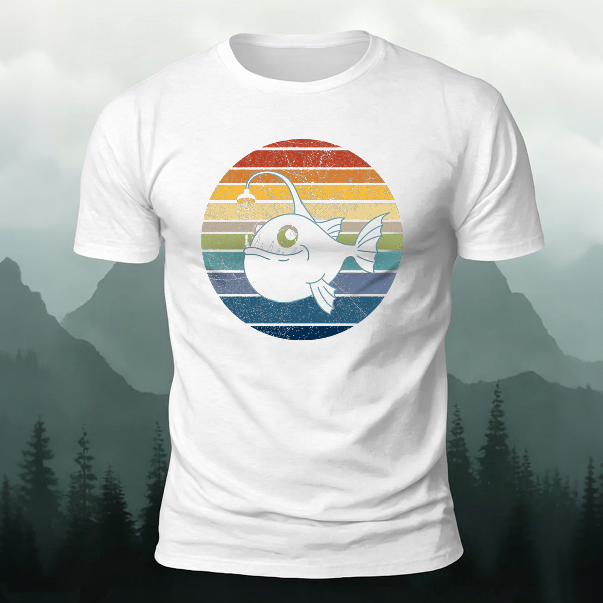 Fun Fishing by Lantern Light Print Casual Cotton T-Shirt