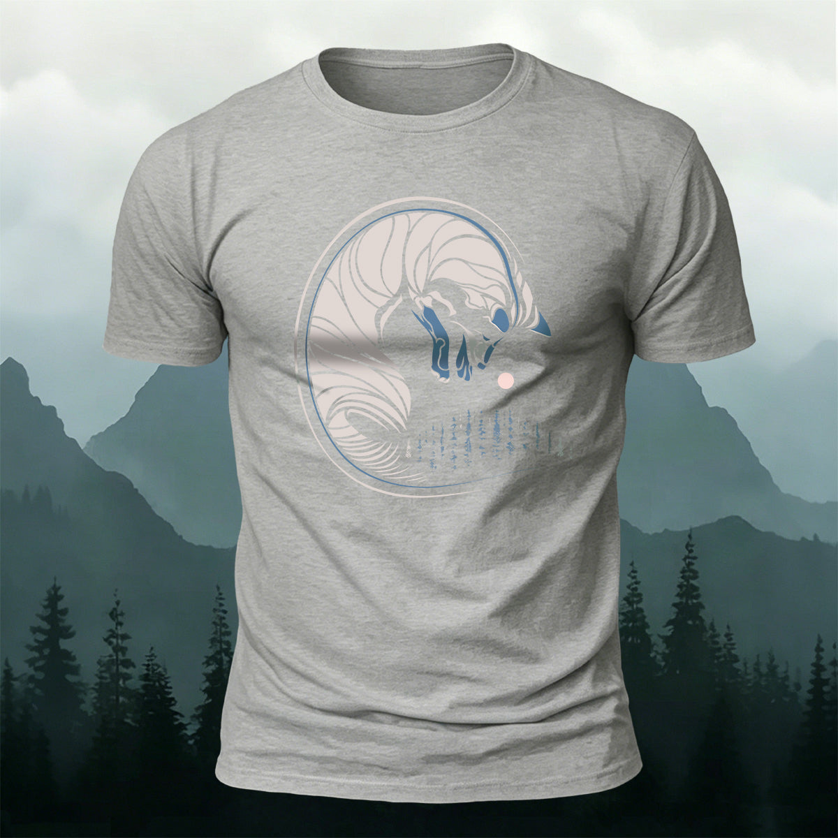 Fox Sketch Print Outdoor Comfort Cotton T-Shirt