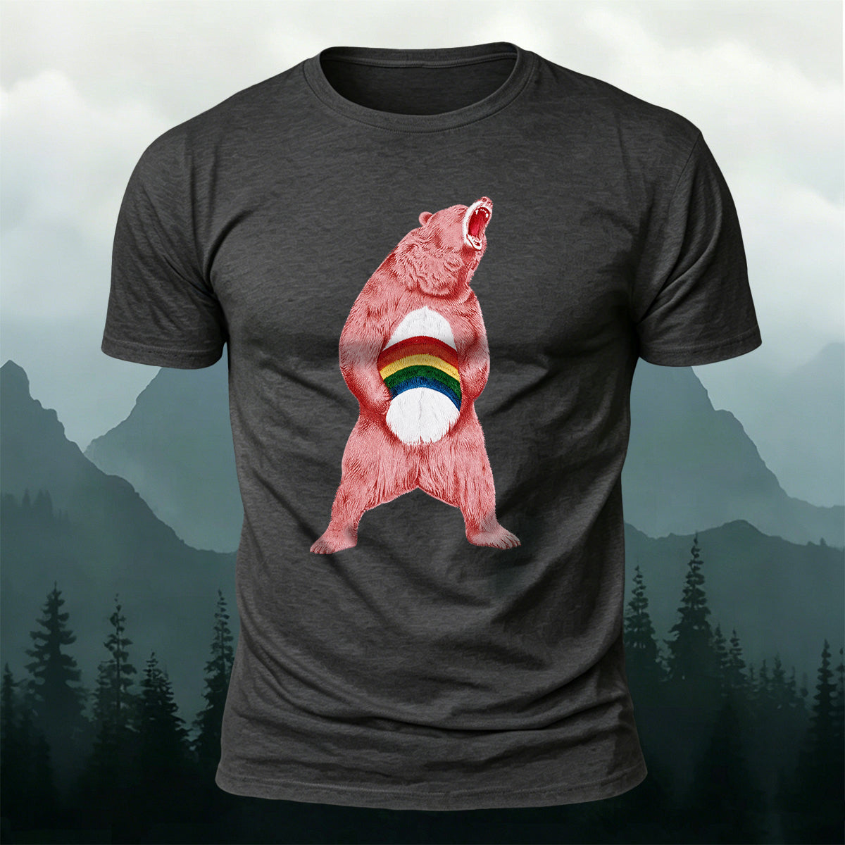 Angry Brown Bear Print Versatile Outdoor T-Shirt