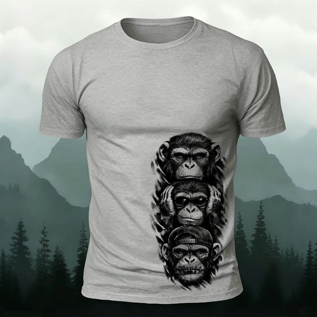 Fun Gorilla Trend Casual Premium Cotton T-shirt Grey