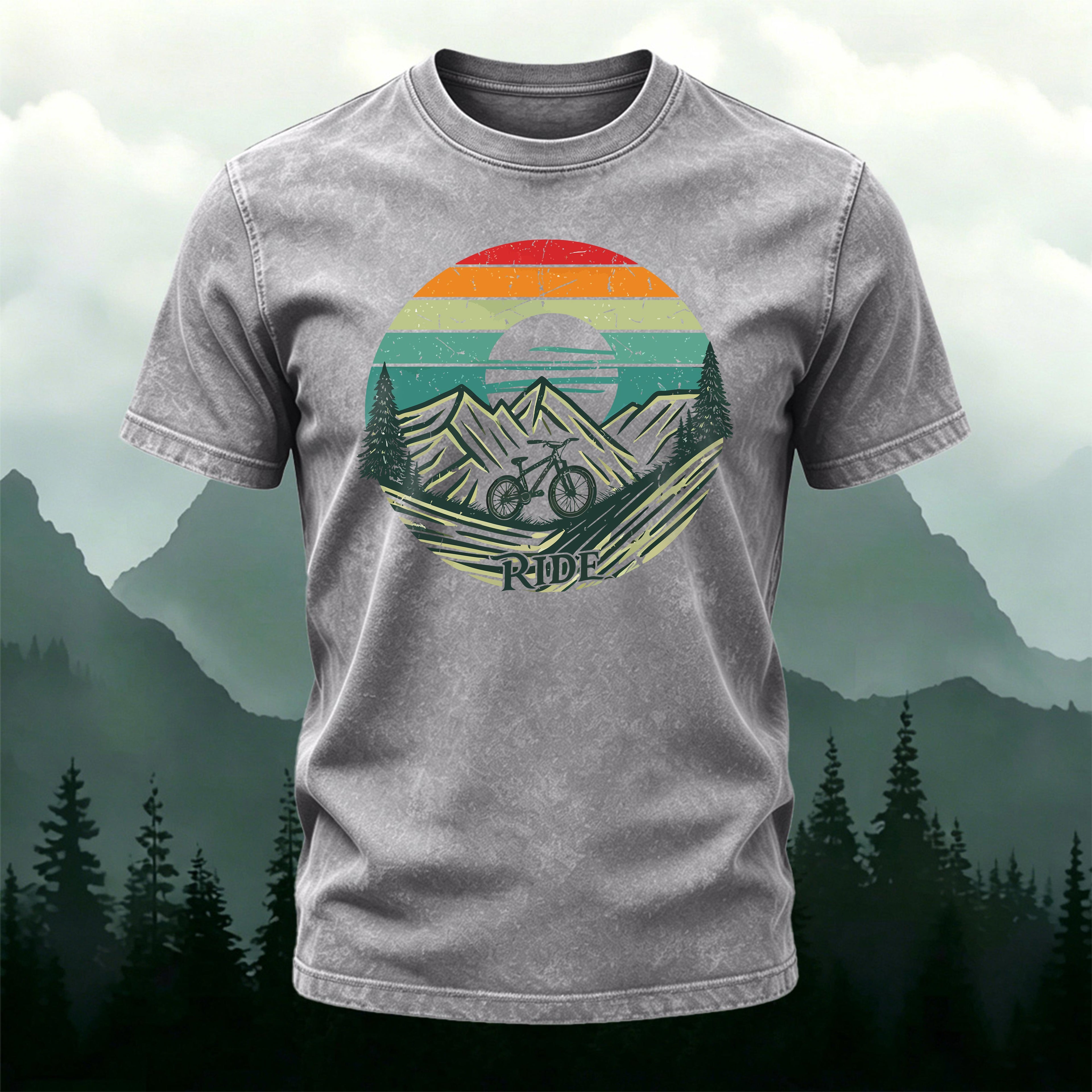 Retro Natural Cycling Outdoor Washed Cotton T-Shirt
