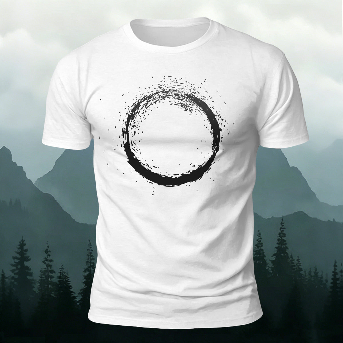 Artistic Zen-Inspired Print Casual Cotton T-Shirt