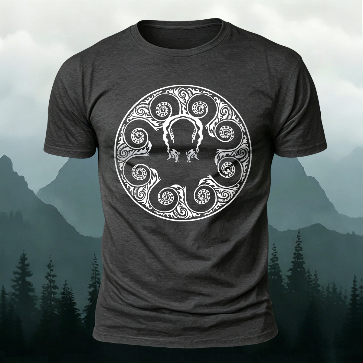Octopus Openwork Round-Neck Printed Outdoor Cotton T-Shirt