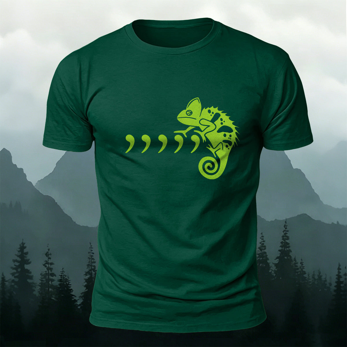Comma Seahorse Cartoon Print Outdoor Casual Cotton T-Shirt
